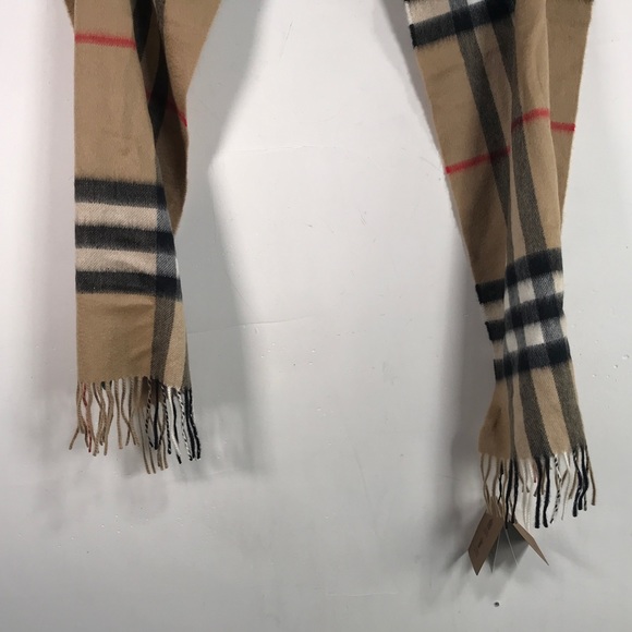 Burberry Check Cashmere Tassel Scarf, Size 66.1" x 11.8" - Archive Beige - Picture 13 of 13